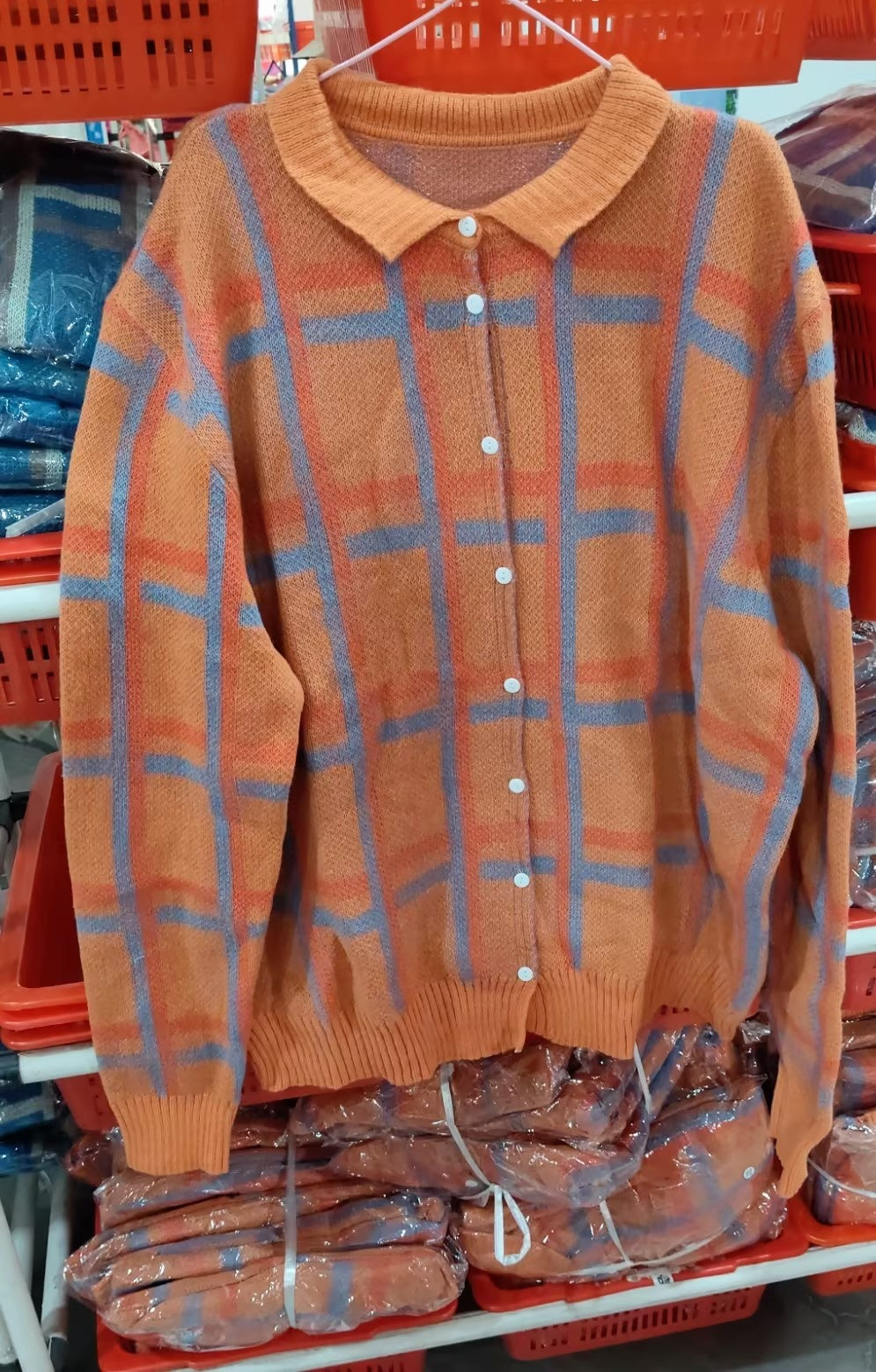 Women's Casual Contrast Retro Plaid Sweater