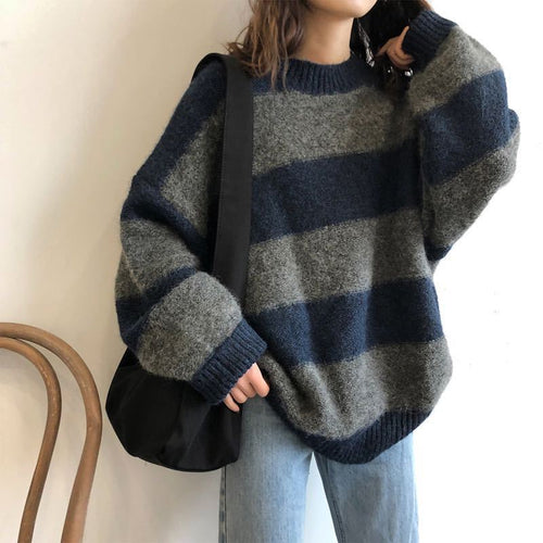 2024 New European Red Knitted Sweater Women's Loose Outer Wear Thickened Sweater