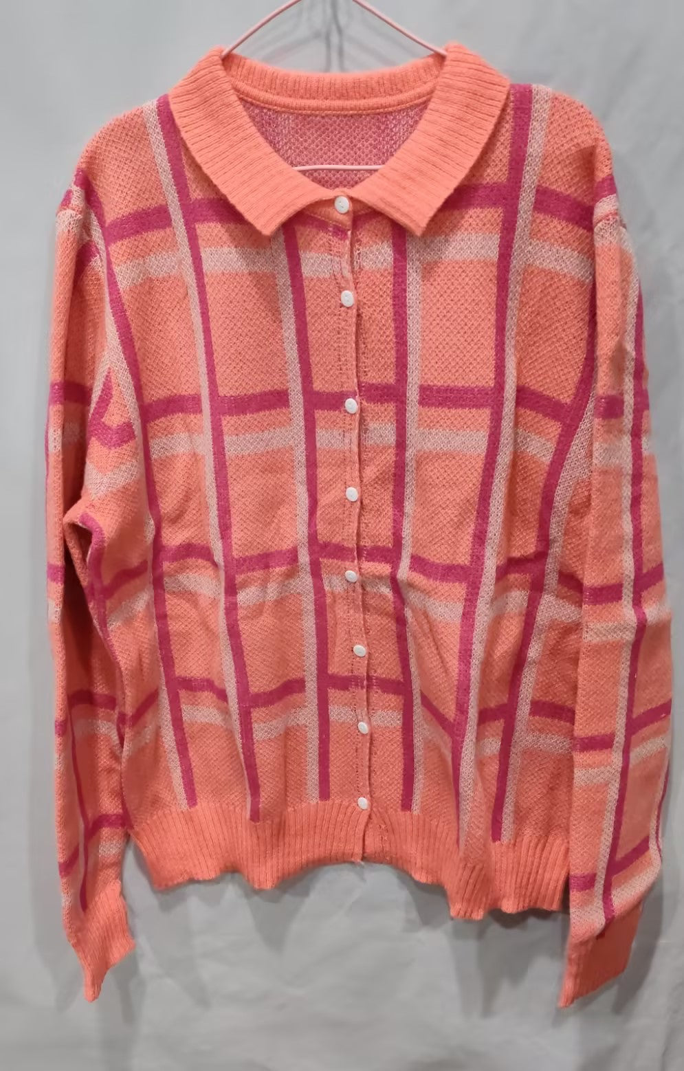 Women's Casual Contrast Retro Plaid Sweater