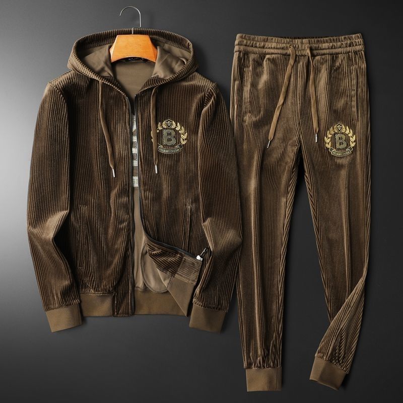 Mens Trendy Hooded Casual FallWinter Sweatshirt And Jogger Set