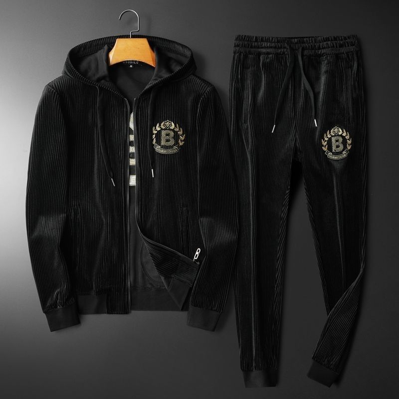 Mens Trendy Hooded Casual FallWinter Sweatshirt And Jogger Set