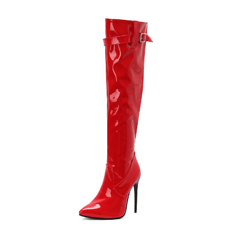 Womens High-heeled Pointed-toe Above-the-knee Thigh-high Boots