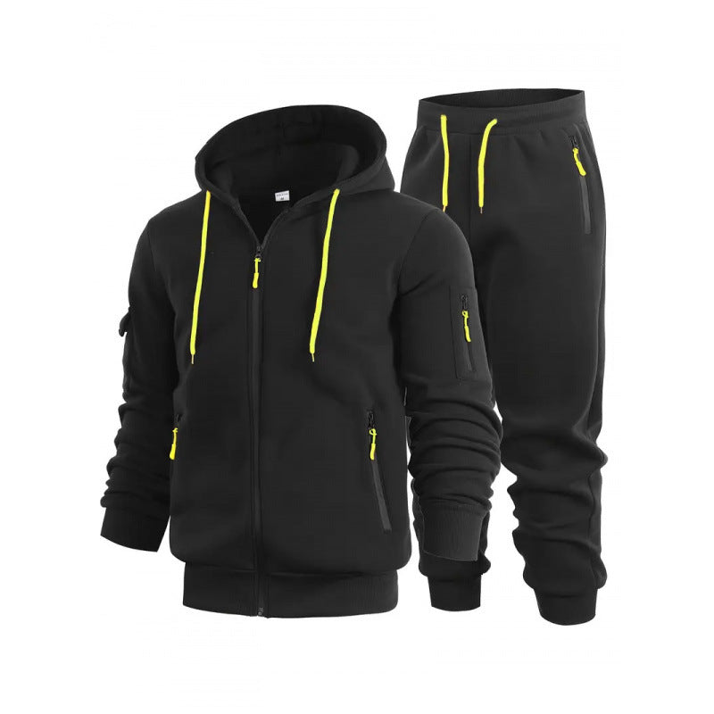 Mens Zip-Up Hoodie With Arm Pockets, Cardigan Sweatshirt Coat