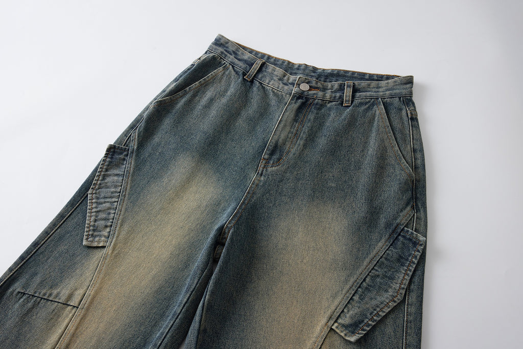 Mens Retro Nostalgic Loose Fit Straight Jeans