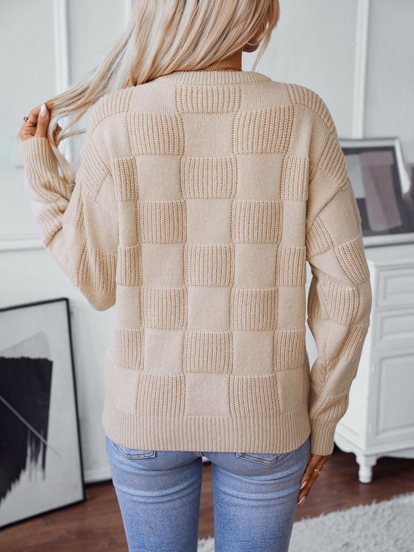 Casual Pullover Sweater Women's 2024 Autumn And Winter New Loose Round Neck European And American Knitted Sweater Top