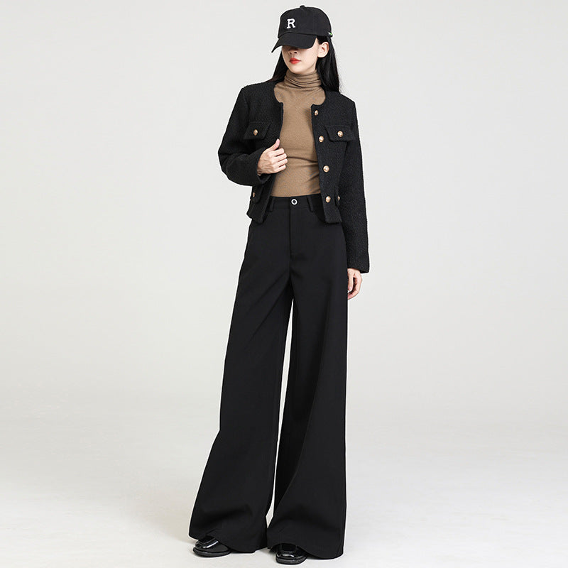 Milk Velvet High-Waist Slimming Look Daily Casual Pure Color Draped Large Wide-Leg Pants Loose Pants For Women