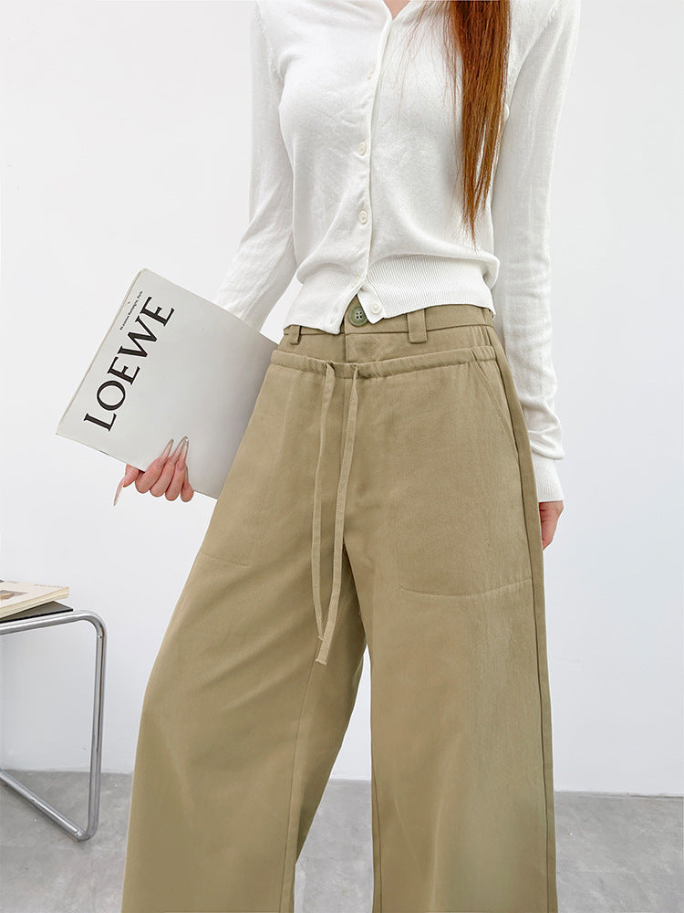 100% Cotton Washed Denim Jeans For Women 2026 New Design High-Waisted Loose Casual Wide-Leg Pants