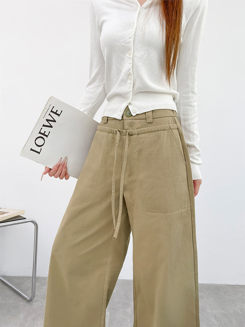 100% Cotton Washed Denim Jeans For Women 2026 New Design High-Waisted Loose Casual Wide-Leg Pants