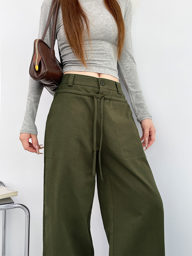 100% Cotton Washed Denim Jeans For Women 2026 New Design High-Waisted Loose Casual Wide-Leg Pants