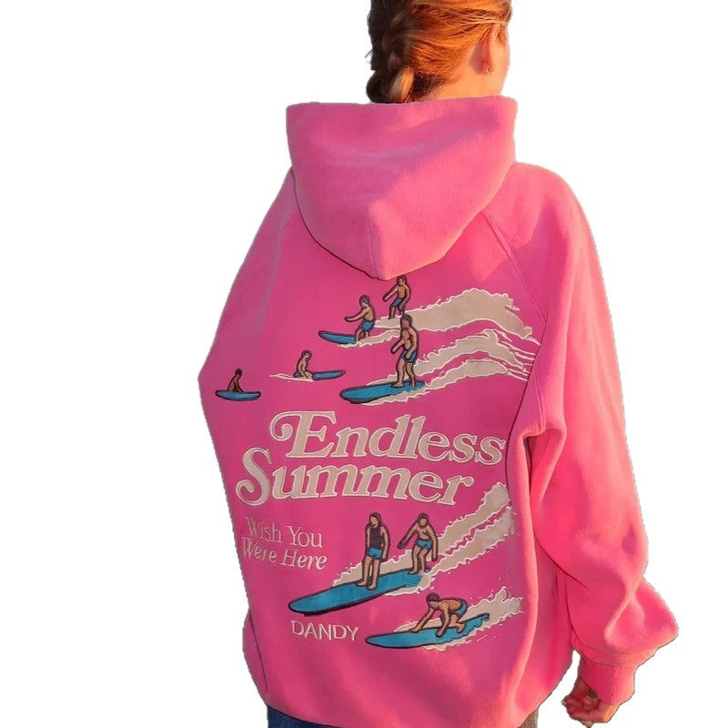 New European And American Style Hooded Sweatshirt With Unique Street Letter Print, Drop Shoulder Sleeves, Loose Top For Cross-Border Amazon Autumn And Winter