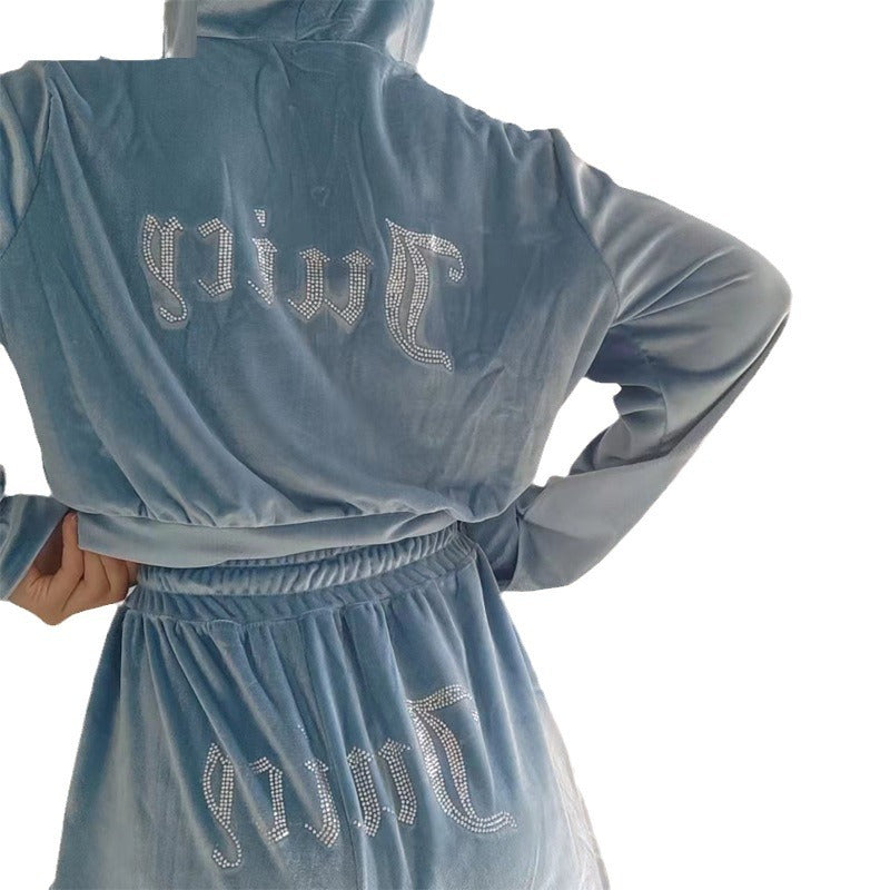 Velvet Sports And Leisure Suit Two-Piece Set