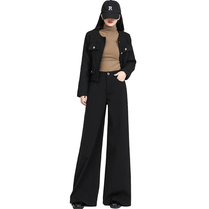 Milk Velvet High-Waist Slimming Look Daily Casual Pure Color Draped Large Wide-Leg Pants Loose Pants For Women