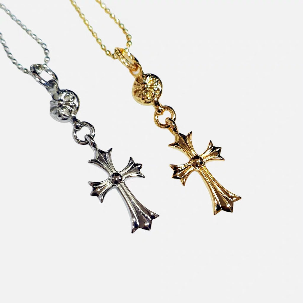 Copper Necklace  Diamond European And American Ins Old Retro Cross Necklace Same Style For Men And Women Couples