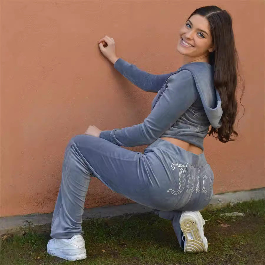 Velvet Sports And Leisure Suit Two-Piece Set