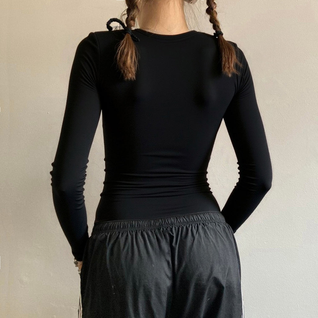 American Retro Plant Flower Print V Neck Slim T-Shirt Knitted Contrast Color Bottoming Shirt New Top