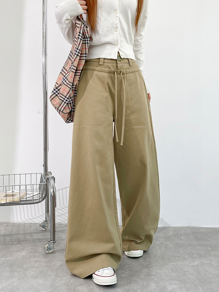 100% Cotton Washed Denim Jeans For Women 2026 New Design High-Waisted Loose Casual Wide-Leg Pants