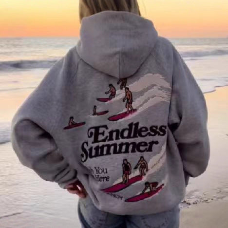 New European And American Style Hooded Sweatshirt With Unique Street Letter Print, Drop Shoulder Sleeves, Loose Top For Cross-Border Amazon Autumn And Winter