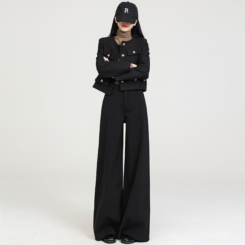 Milk Velvet High-Waist Slimming Look Daily Casual Pure Color Draped Large Wide-Leg Pants Loose Pants For Women