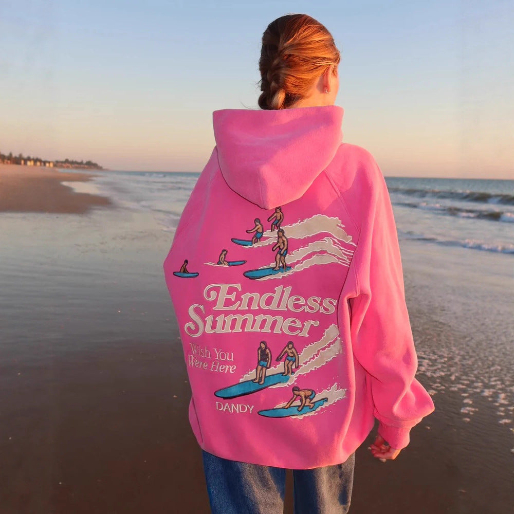 New European And American Style Hooded Sweatshirt With Unique Street Letter Print, Drop Shoulder Sleeves, Loose Top For Cross-Border Amazon Autumn And Winter