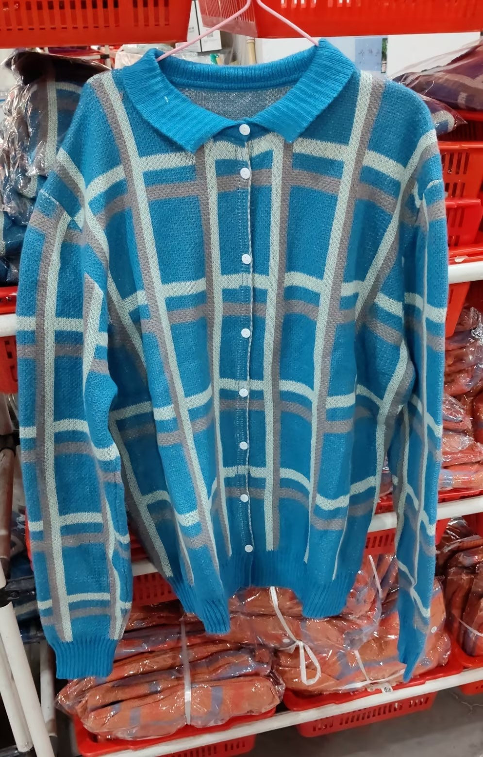 Women's Casual Contrast Retro Plaid Sweater