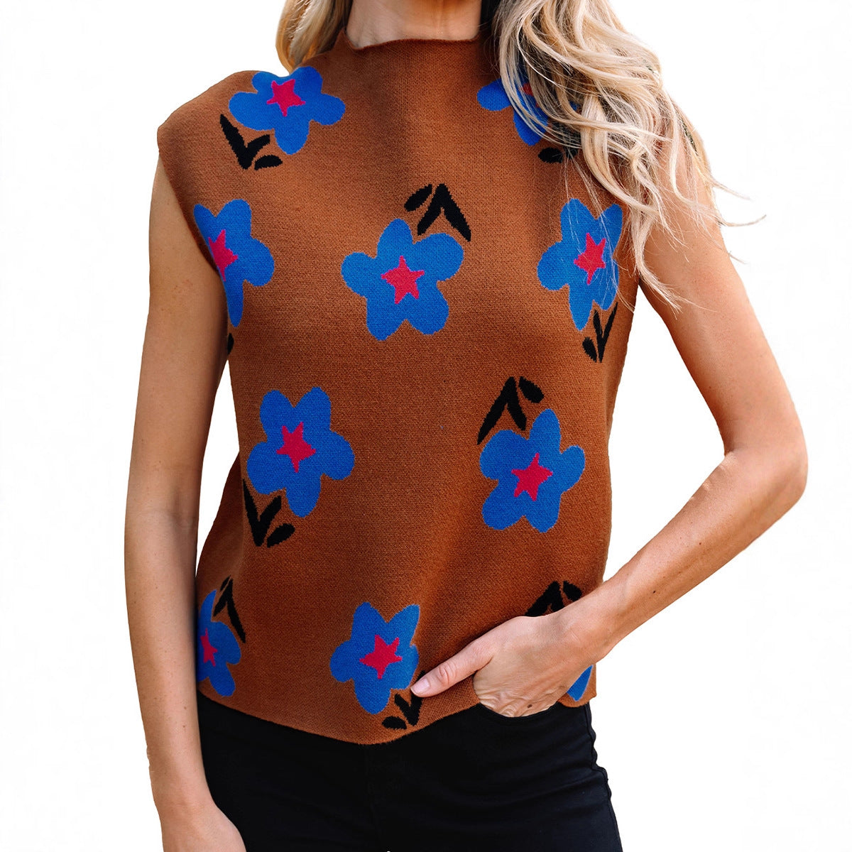 Retro Floral Print Casual Vest For Women