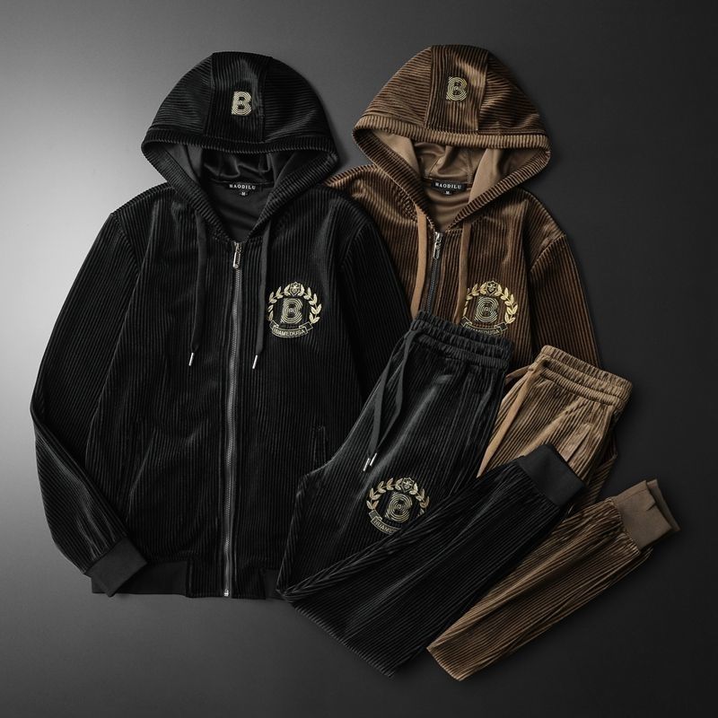 Mens Trendy Hooded Casual FallWinter Sweatshirt And Jogger Set