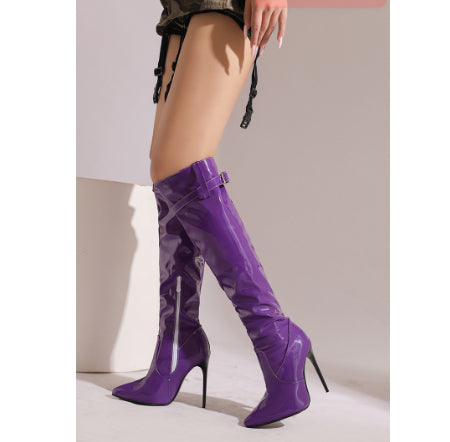 Womens High-heeled Pointed-toe Above-the-knee Thigh-high Boots