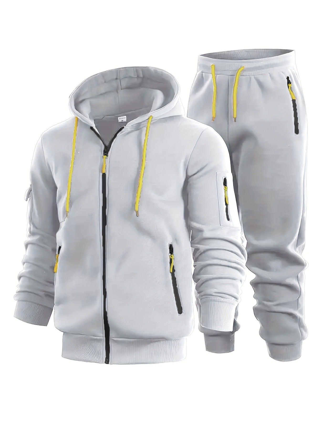 Mens Zip-Up Hoodie With Arm Pockets, Cardigan Sweatshirt Coat